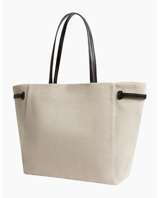 Ted Baker White Tafanie Belted Herringbone Canvas Large Ivory Tote Bag