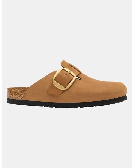 Birkenstock Boston Brown Big Buckle Nubuck Leather Clogs