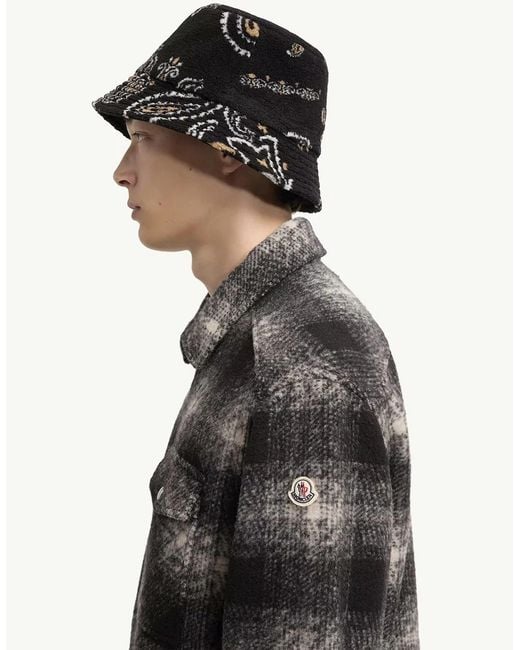 Moncler Black Checkered Zip Overshirt for men