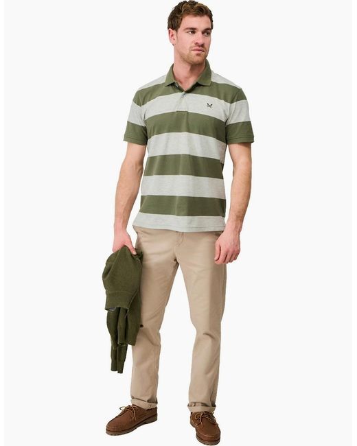 Crew Green Heritage Stripe Short Sleeve Polo Shirt for men