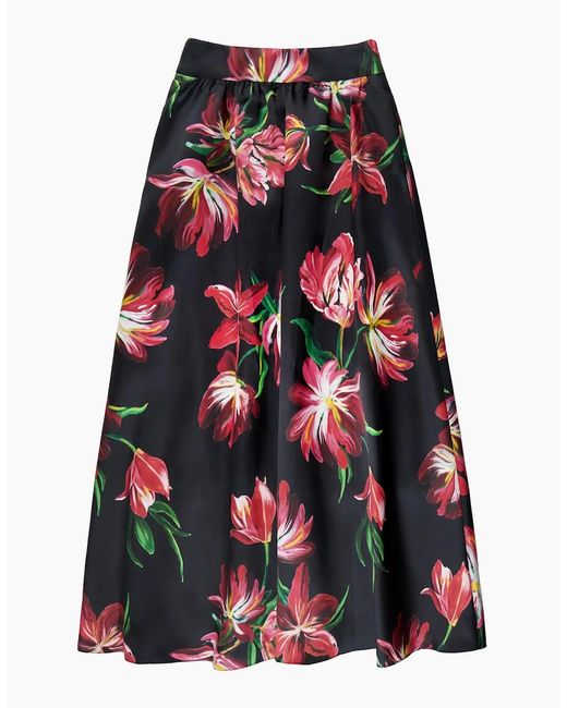 Ro&zo Red Hand Painted Tulip Full Skirt