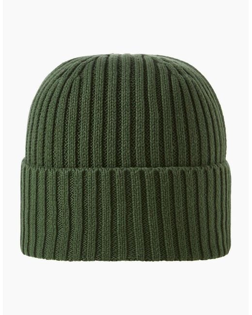 Jack & Jones Green Cotton Adjustable Cuff Beanie for men