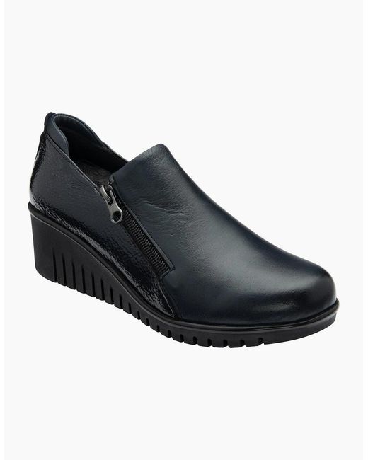 Lotus Black Altan Low Wedge Shoes
