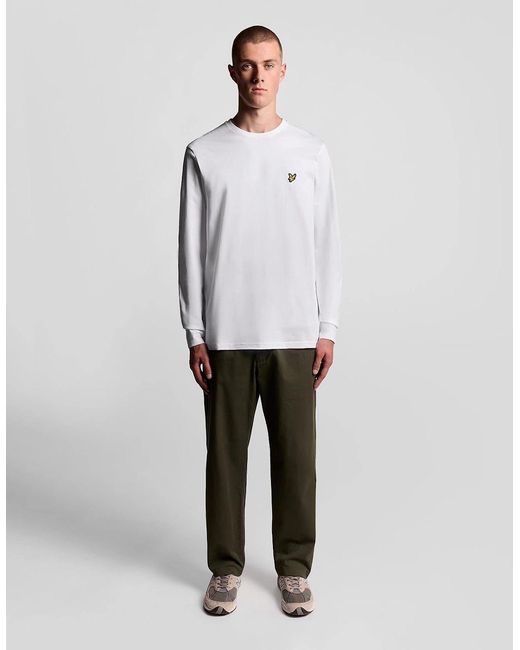 Lyle & Scott White Long Sleeve Cotton T-Shirt for men