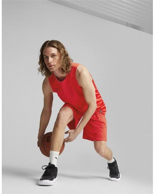 PUMA Red Hoops Team Practice Basketball Shorts for men