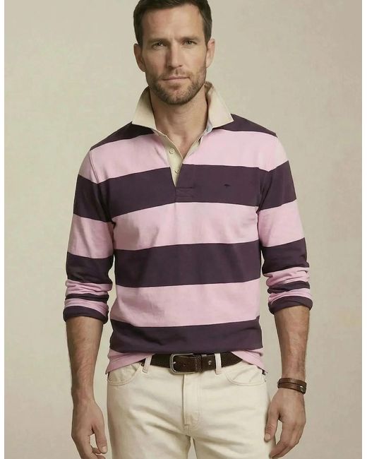 Fynch-Hatton Purple Striped Rugby Shirt Aubergine for men