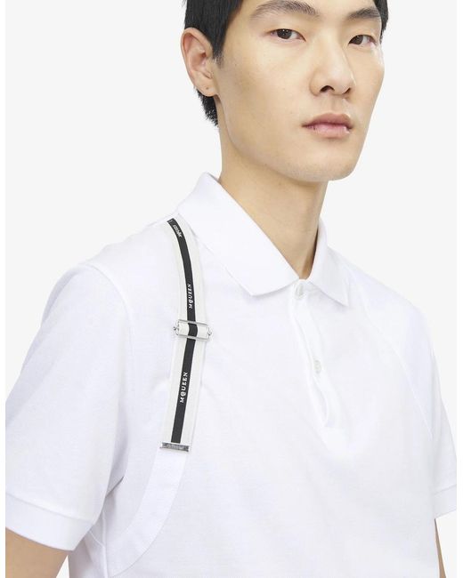 McQueen White Harness Polo Shirt for men