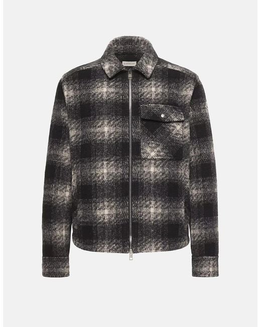Moncler Black Checkered Zip Overshirt for men