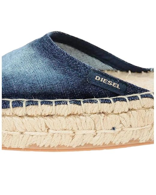 DIESEL Blue Espadrillas Rags Sandals Casual Denim Lace Up Summer Slip On Shoes
