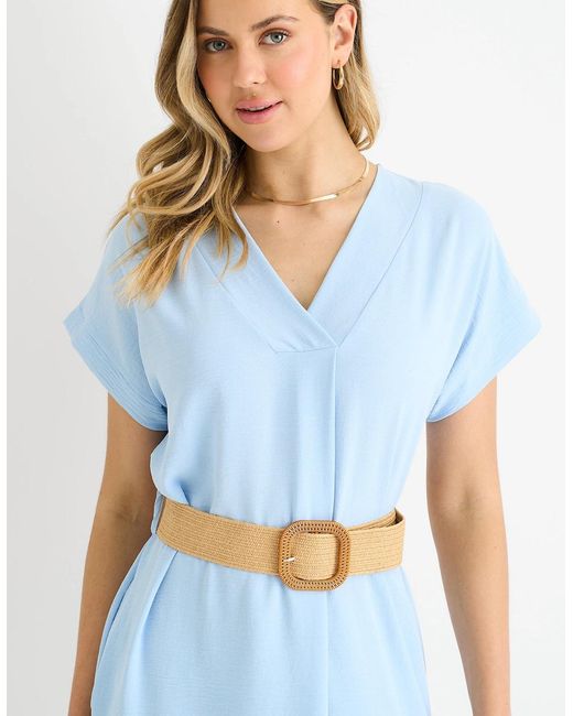 Gini London Blue Air Flow Belted Oversized Dress