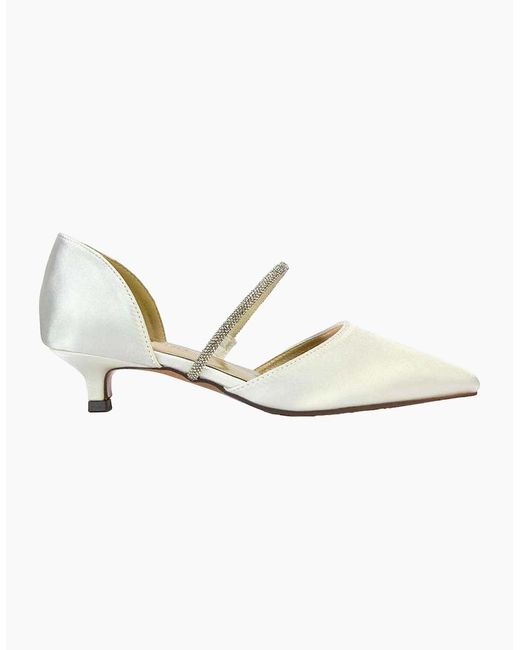 XY London White Ladies Laura Pointed Kitten Heel Court Shoes