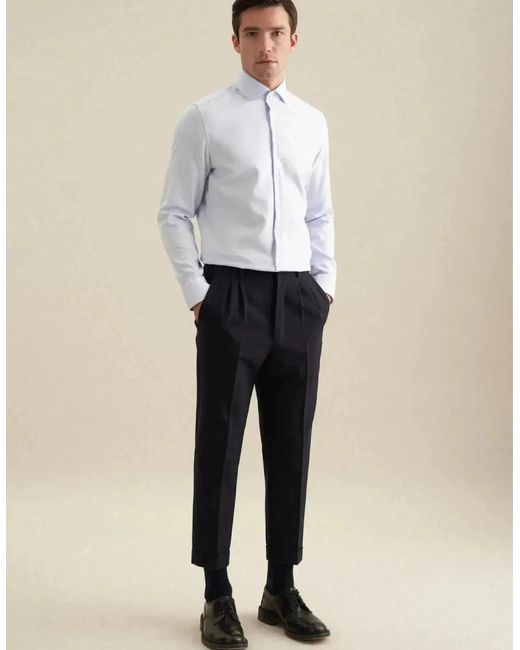 Seidensticker White Shaped Fit No Iron Spread Kent Structured Business Shirt Light for men