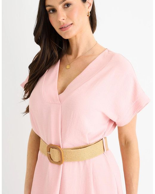 Gini London Pink Blush Air Flow Belted Oversized Dress