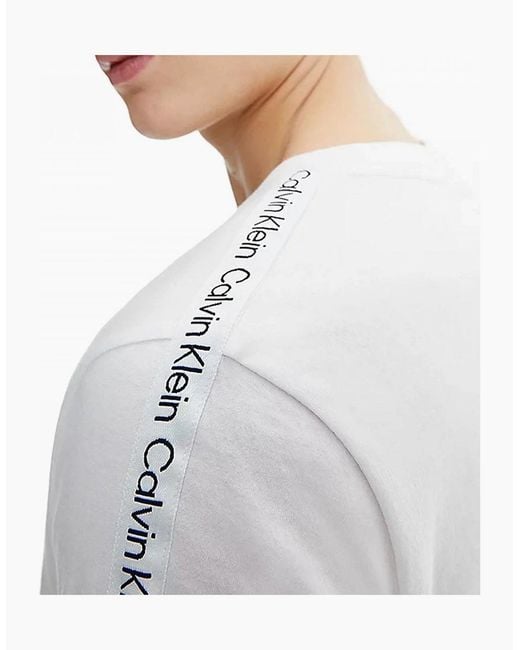 Calvin Klein White Logo Tape Swimwear Beach T-Shirt for men