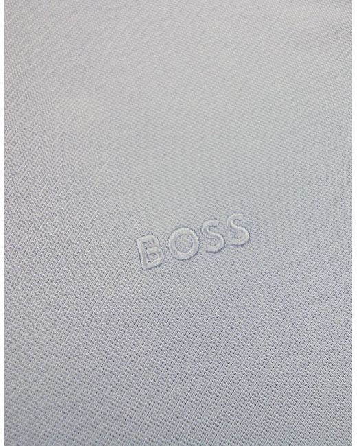 Boss Blue Paule 4 Slim Fit Branded Placket Polo Light 498 for men