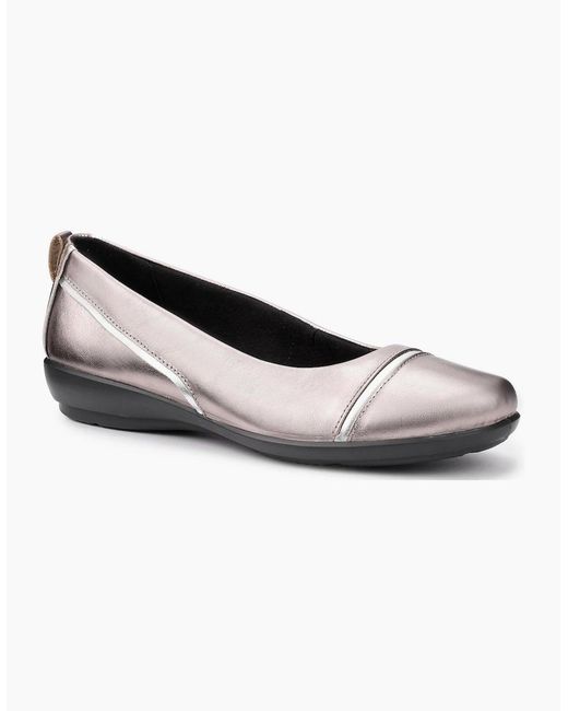 Hotter White Wren Wide Fit Ballet Pumps