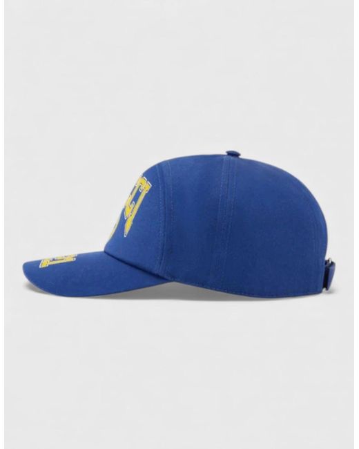 Gucci Blue Brand Print Panelled Cotton Cap for men