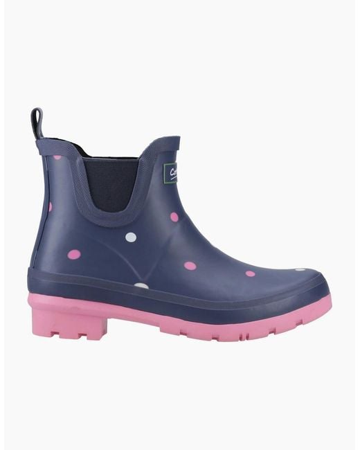Cotswold Blue Clarence Ankle Rubber Spot Wellington Boots