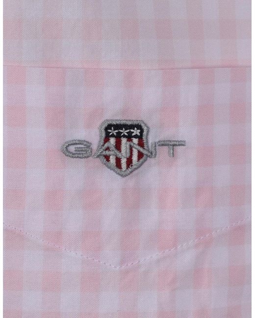 Gant Pink Poplin Gingham Short Sleeve Shirt California for men