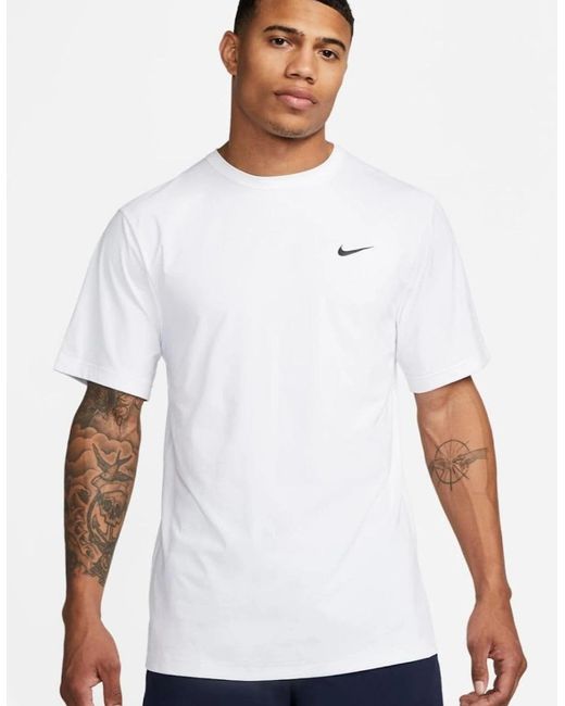 Nike White Hyverse Dri-Fit Uv Fitness Sportswear T Shirt for men