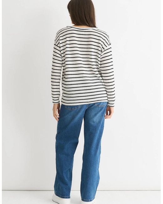 Gini London Gray Mono Stripe Oversized Knit Jumper