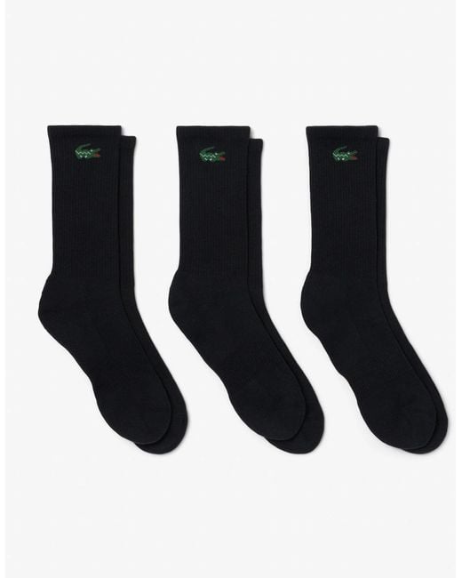 Lacoste Black 3-Pack Long Sport Socks for men