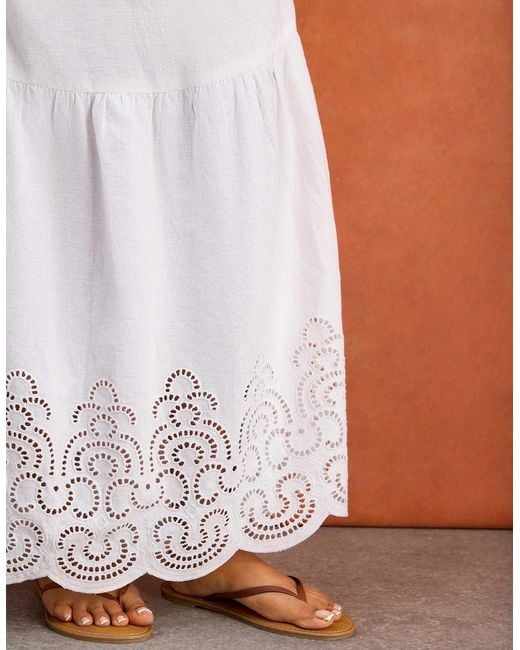 Live Unlimited London Pink Linen Blend Broderie Maxi Dress