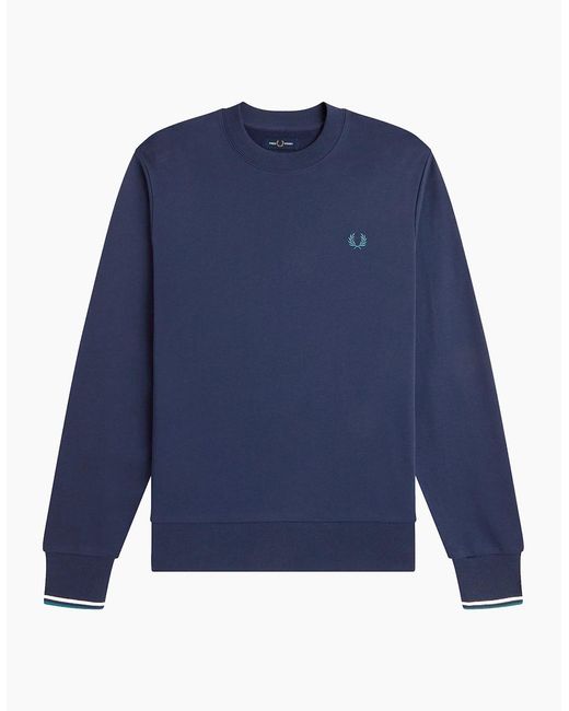 Fred Perry Blue Crew Neck Sweatshirt