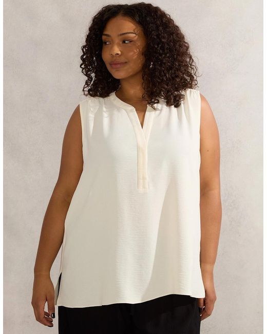 Live Unlimited London White Ivory V Neck Blouse