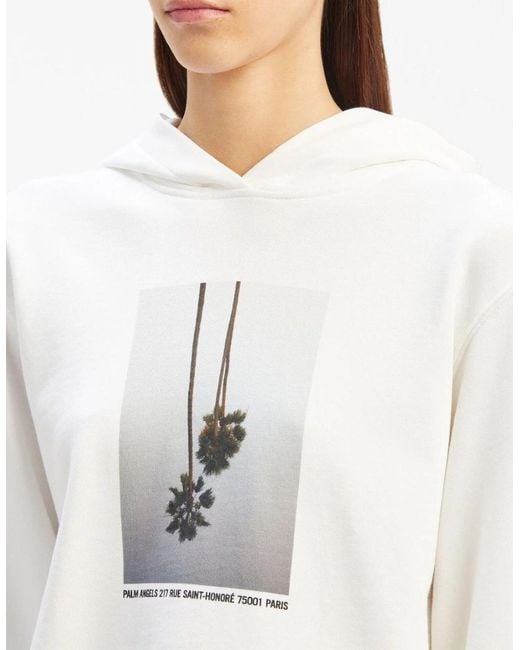 Palm Angels White Mirage Fitted Hoody