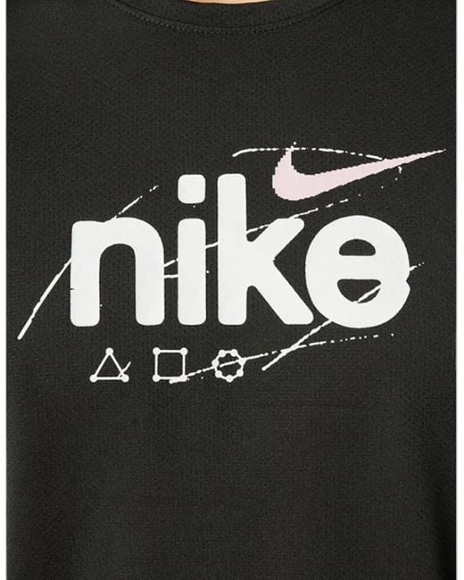 Nike Black Dri-Fit T Shirt Short Sleeve Quick Dry Miler Reflective Running Tops for men