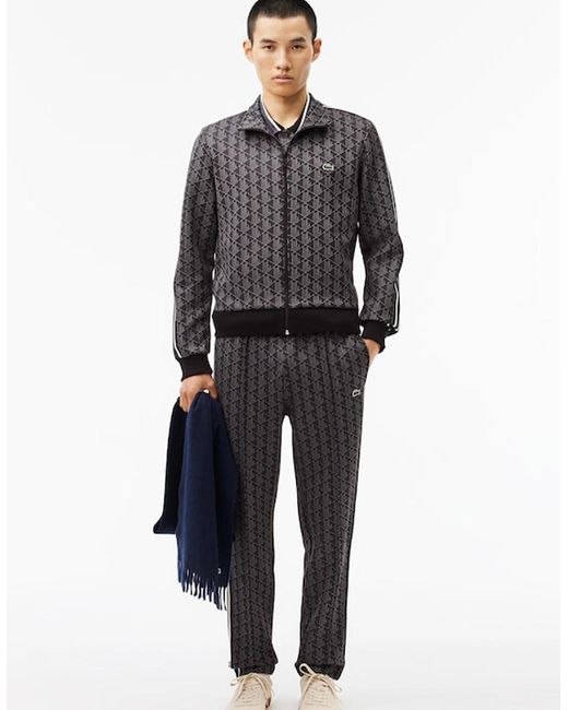 Lacoste Gray Paris Zip-Up Jacquard Track Jacket for men