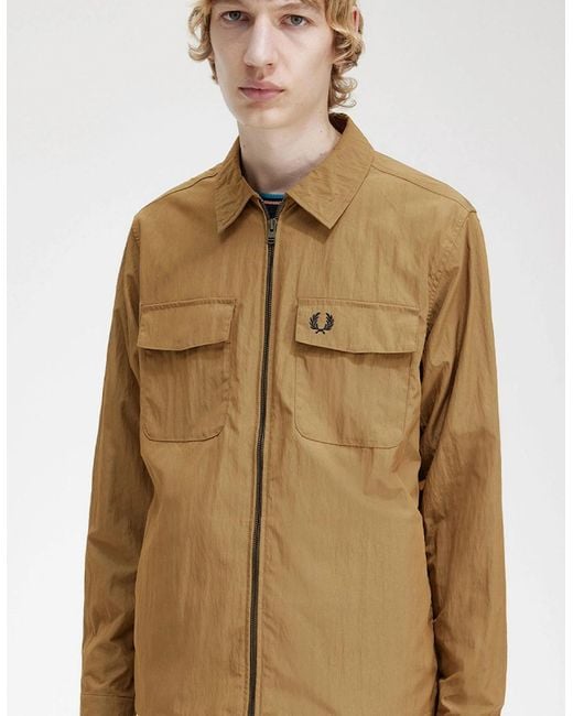 Fred Perry Natural Lightweight Zip-Through Overshirt for men