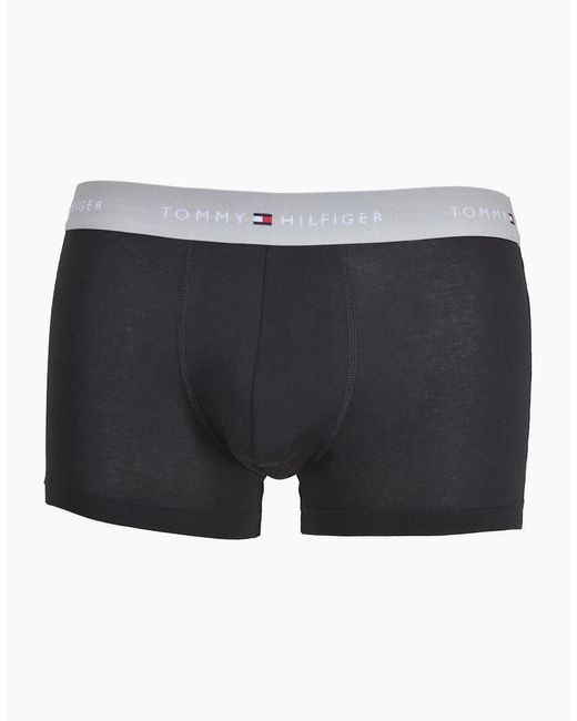 Tommy Hilfiger Black 3-Pack Signature Cotton Boxer Trunks, With for men