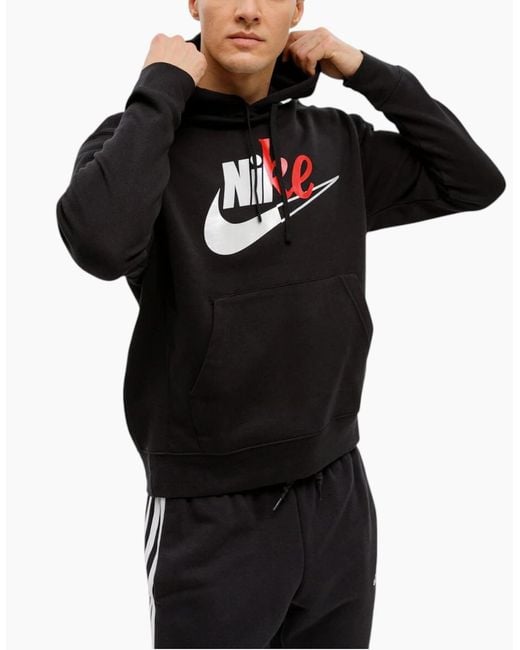 Nike Blue Hoodie Cut Logo Fleece Sportswear Pullover Sport Hooded Sweatshirt for men