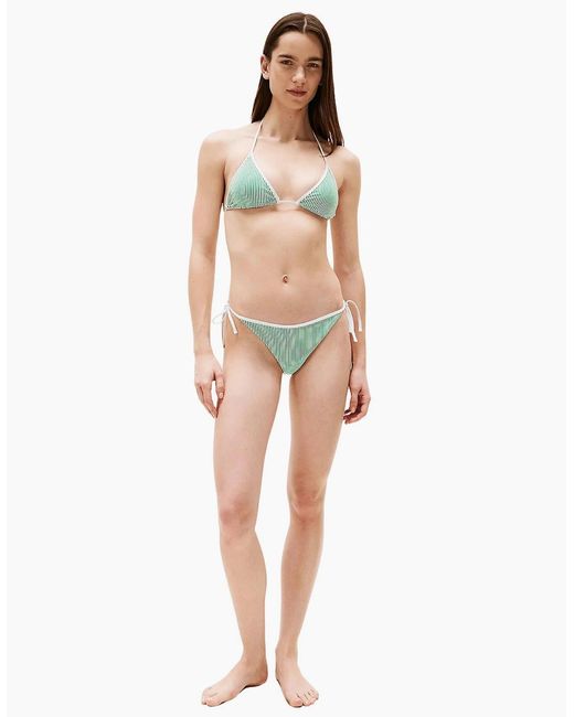 Tommy Hilfiger Blue Seersucker Stripe Bikini Bottoms, Radiant