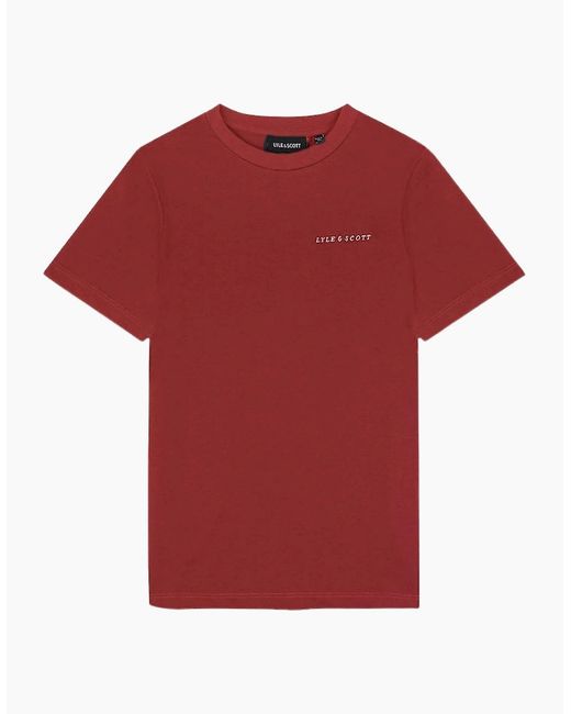 Lyle & Scott Lyle & Scott Embroidered Logo Fletcher Burgundy T Shirt for men