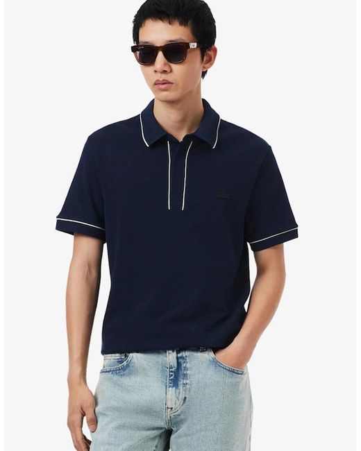 Lacoste Blue Regular Fit Paris Stretch Pique Polo Shirt for men