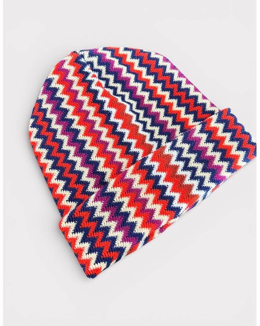 Missoni Red Zigzag Beanie Multi