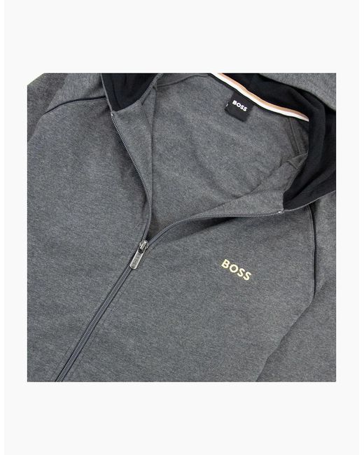 Boss Gray Mix & Match Logo Zip Up Jacket Dark 010 for men