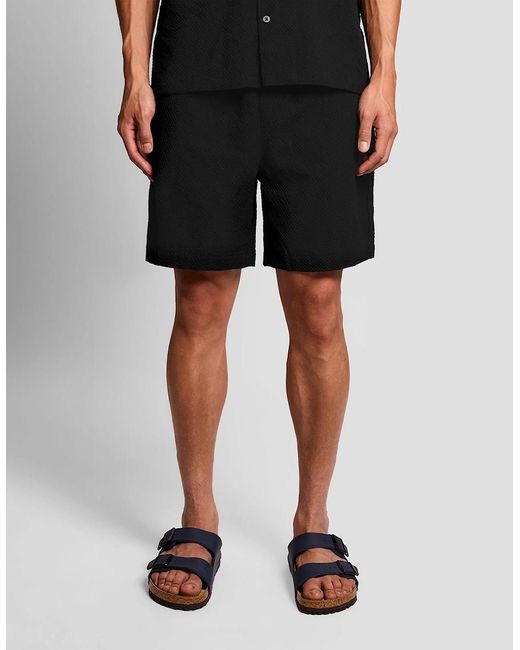 Lyle & Scott Black Textured Resort Shorts for men