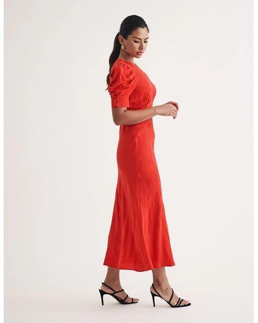 Nobody's Child Red Moira Crew Neck Midi A-Line Dress