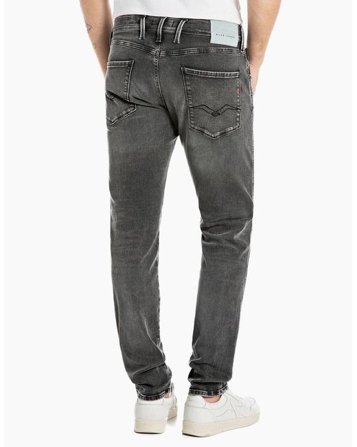 Replay Gray Hyperflex Anbass Slim Tapered Jeans for men