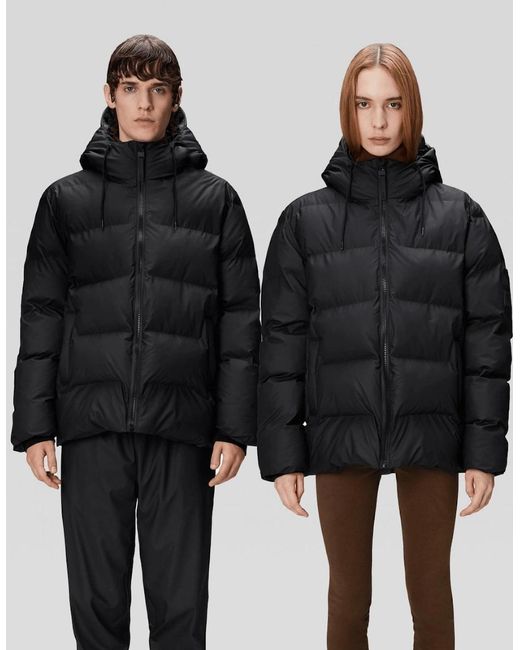 Rains Black Alta Puffer Jacket