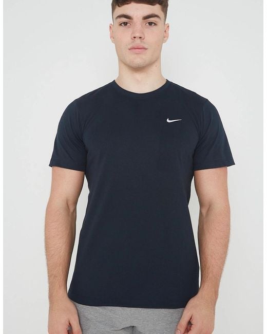 Nike Blue Embroidered Logo Swoosh T Shirt for men
