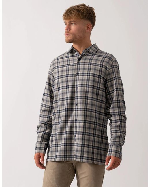 Oliver Sweeney Gray Barnham Long Sleeve Cotton Twill Shirt for men