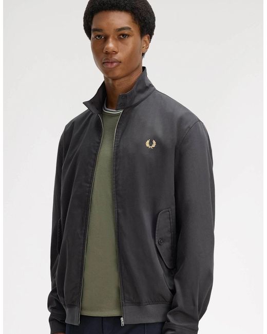 Fred Perry Black Twill Harrington Jacket for men