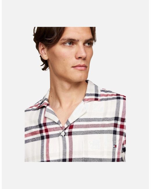 Tommy Hilfiger White Tartan Flannel Pyjama Set, Heritage Plaid Ivory for men