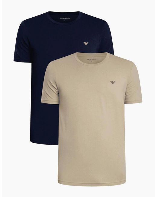 Emporio Armani Blue Cotton 2-Pack Round Neck Eagle Logo/ T-Shirt for men