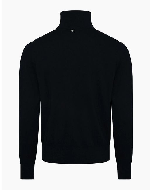 Boss Blue Turtleneck High Collar Long Sleeve Regular Fit Sweater
